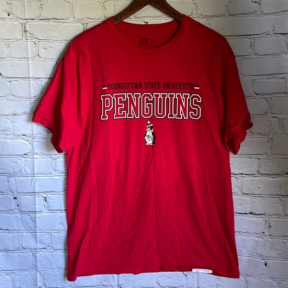 Red Youngstown State University Penguins Short Sleeve Unisex Tee Shirt Size L - Picture 1 of 3